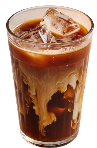 Iced latte in a tall glass